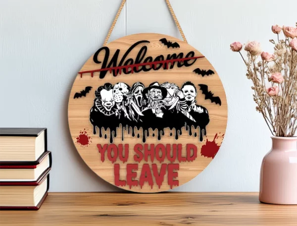 You Should Leave, Welcome Sign For Front Porch, Gifts For Horror Movie Buffs, Jason Voorhees, Freddy Krueger - Image 10