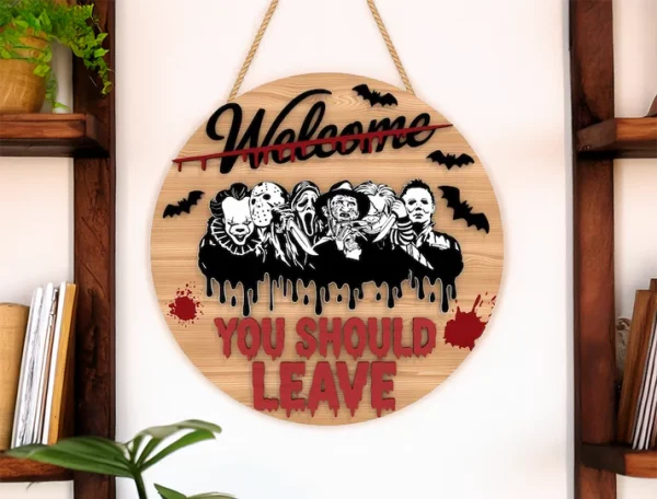 You Should Leave, Welcome Sign For Front Porch, Gifts For Horror Movie Buffs, Jason Voorhees, Freddy Krueger - Image 9