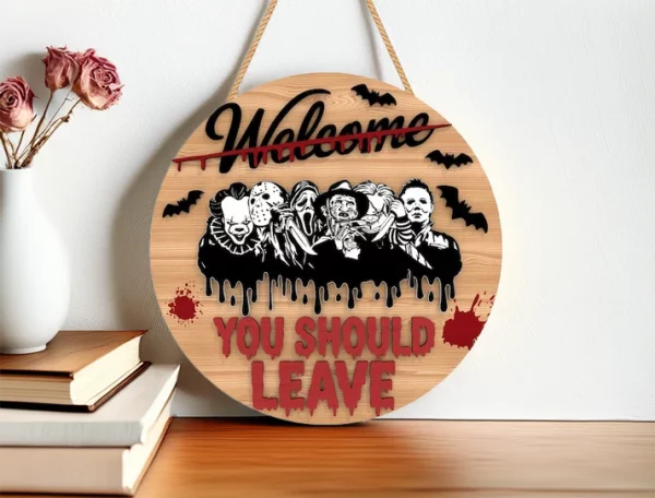 You Should Leave, Welcome Sign For Front Porch, Gifts For Horror Movie Buffs, Jason Voorhees, Freddy Krueger - Image 7
