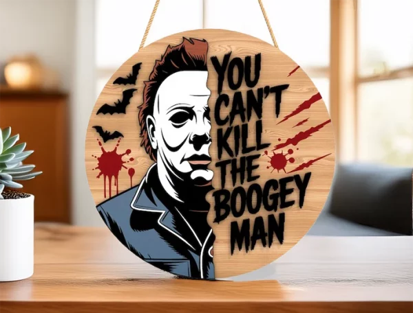 You Can't Kill The Boogie Man, Welcome Sign For Front Porch, Halloween Door Decoration Ideas, Horror Fan Gifts, Michael Myers - Image 4