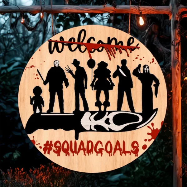 Squadgoals, Wooden Halloween Signs, Halloween Christmas Decorations, Freddy Krueger, Michael Myers - Image 6