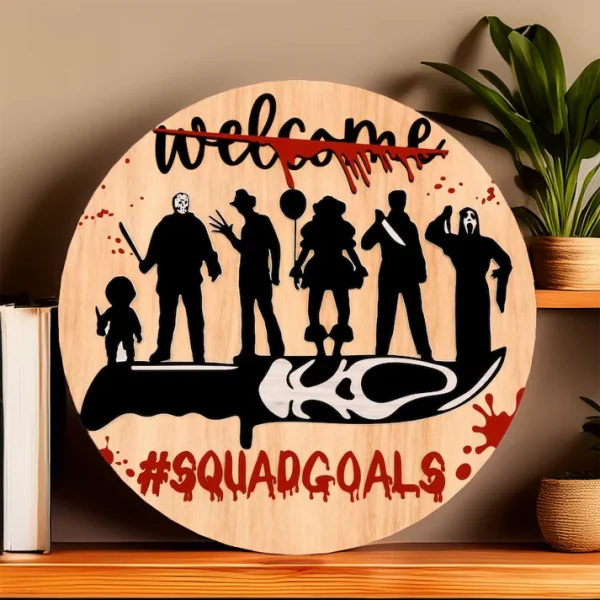 Squadgoals, Wooden Halloween Signs, Halloween Christmas Decorations, Freddy Krueger, Michael Myers - Image 5