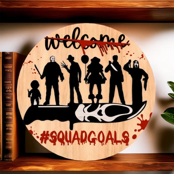 Squadgoals, Wooden Halloween Signs, Halloween Christmas Decorations, Freddy Krueger, Michael Myers - Image 4