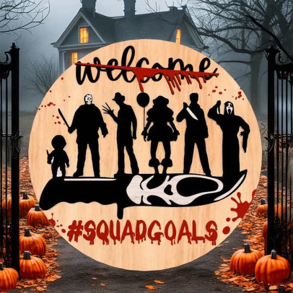 Squadgoals, Wooden Halloween Signs, Halloween Christmas Decorations, Freddy Krueger, Michael Myers - Image 3