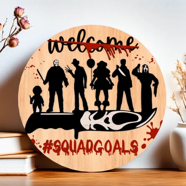 Squadgoals, Wooden Halloween Signs, Halloween Christmas Decorations, Freddy Krueger, Michael Myers - Image 2