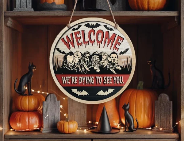 Dying To See You, Welcome to The Porch Signs, Horror Fan Gifts, Halloween Decorations Outdoor, Pennywise - Image 2