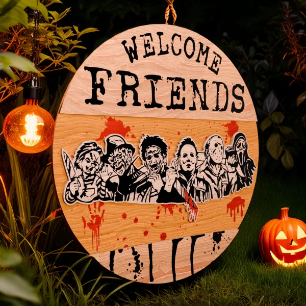 Welcome Sign, Horror Movie Characters, Halloween Porch Sign, Halloween Door Hangers, Halowwen Decorations - Image 5