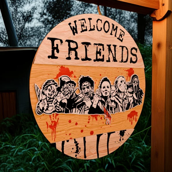 Welcome Sign, Horror Movie Characters, Halloween Porch Sign, Halloween Door Hangers, Halowwen Decorations - Image 2