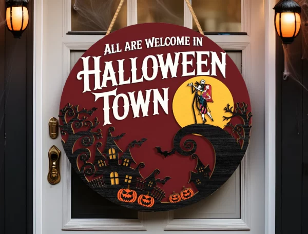 Halloweentown Sign, Welcome Sign, Halloween Door Sign, Creepy Halloween Characters, Halloween Decorations