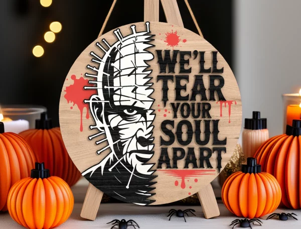 We'll Tear Your Soul Apart, Wooden Halloween Signs, Horror Fan Gifts, Halloween Decorations Outdoor, Hellraiser - Image 8
