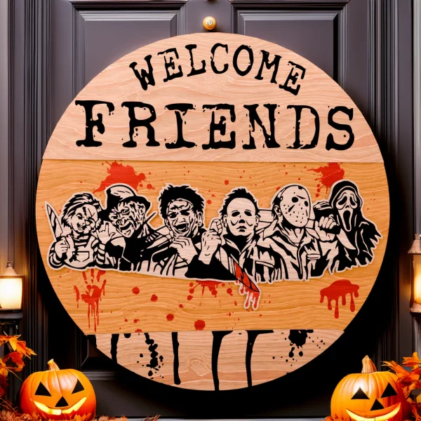 Welcome Sign, Horror Movie Characters, Halloween Porch Sign, Halloween Door Hangers, Halowwen Decorations - Image 6