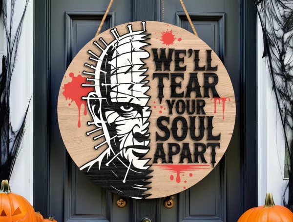 We'll Tear Your Soul Apart, Wooden Halloween Signs, Horror Fan Gifts, Halloween Decorations Outdoor, Hellraiser - Image 9
