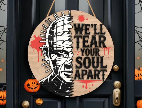We'll Tear Your Soul Apart, Wooden Halloween Signs, Horror Fan Gifts, Halloween Decorations Outdoor, Hellraiser - Image 7