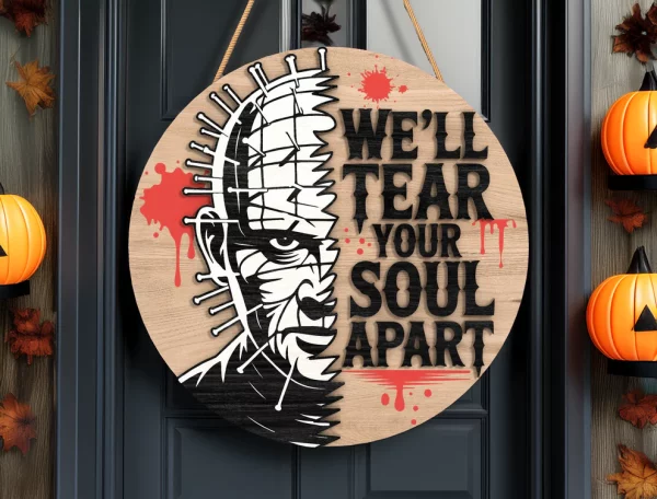 We'll Tear Your Soul Apart, Wooden Halloween Signs, Horror Fan Gifts, Halloween Decorations Outdoor, Hellraiser - Image 6
