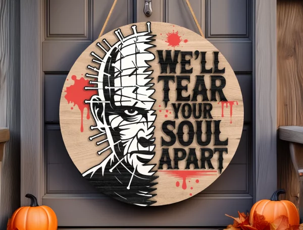 We'll Tear Your Soul Apart, Wooden Halloween Signs, Horror Fan Gifts, Halloween Decorations Outdoor, Hellraiser - Image 5