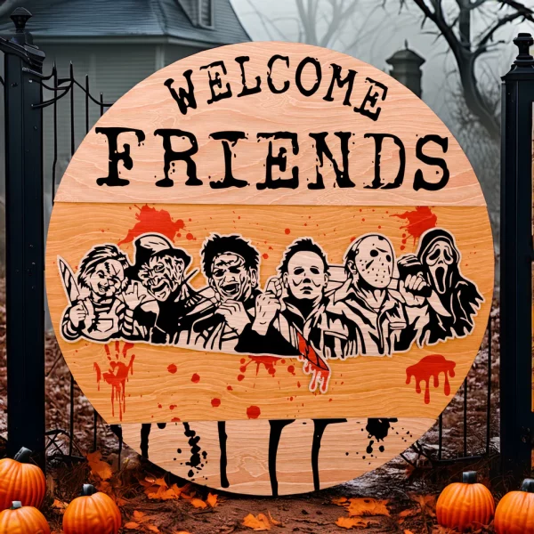 Welcome Sign, Horror Movie Characters, Halloween Porch Sign, Halloween Door Hangers, Halowwen Decorations - Image 3