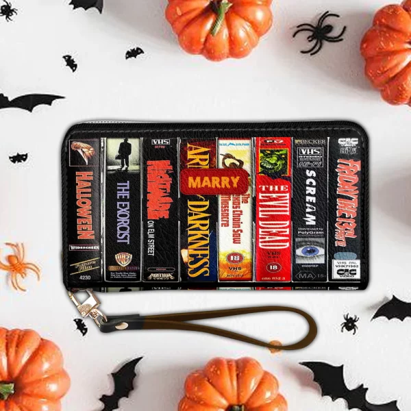Personalized Horror Movie Themed Leather Wallet - Halloween Gift