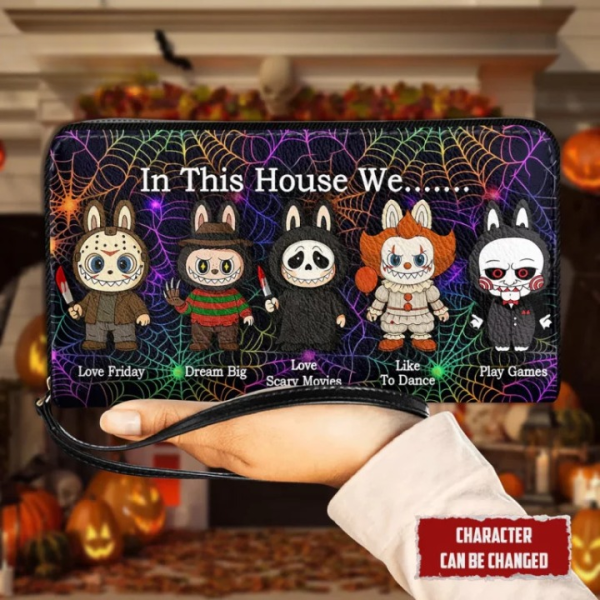 In This House We... Labubu - Leather Wallet - Halloween Gift