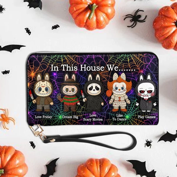In This House We... Labubu - Leather Wallet - Halloween Gift - Image 3