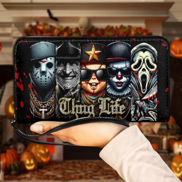 Thug Life Horror Characters Leather Wallet - Halloween Gift