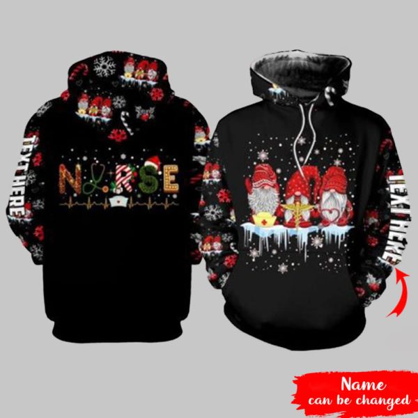 Personalized Nurse 3D Hoodie Christmas Nurse And Gnomies