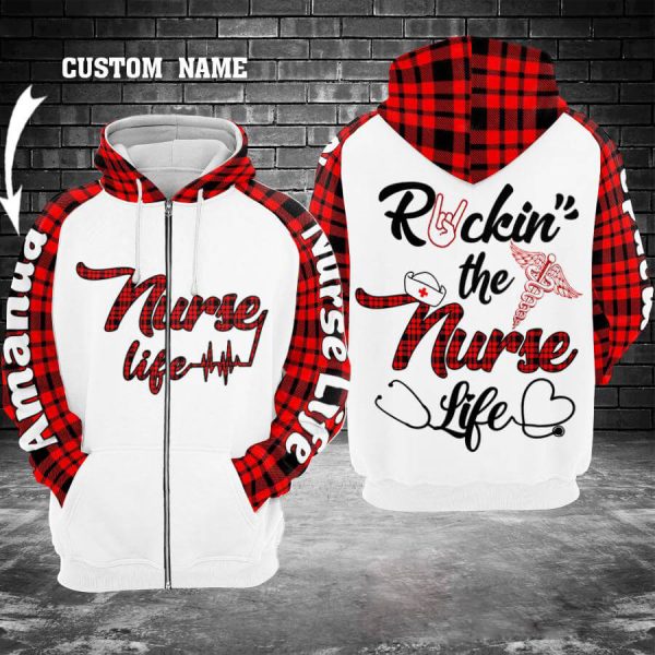 Personalized Nurse 3D Hoodie Rockin The Nurse Life - Image 2