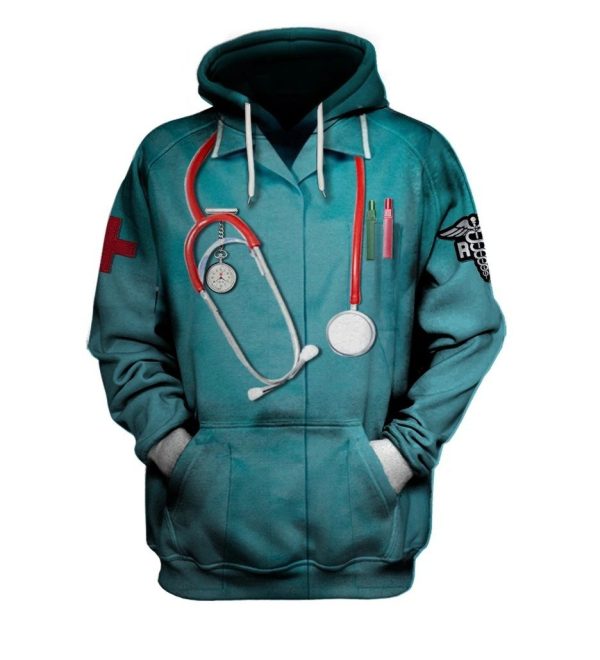 Nurse 3D Hoodie With Stethoscope - Image 2