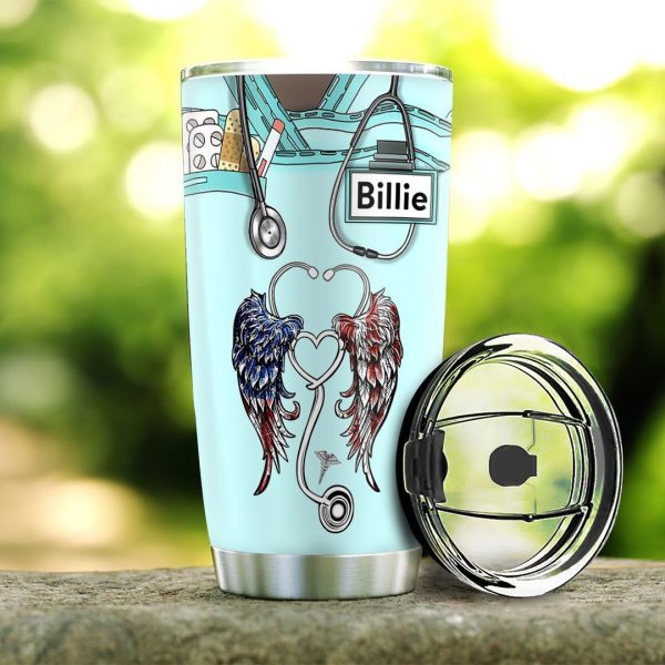 Personalized Nurse Tumbler Dont Give Up You Comfort The Sick Angel Wings - Image 2