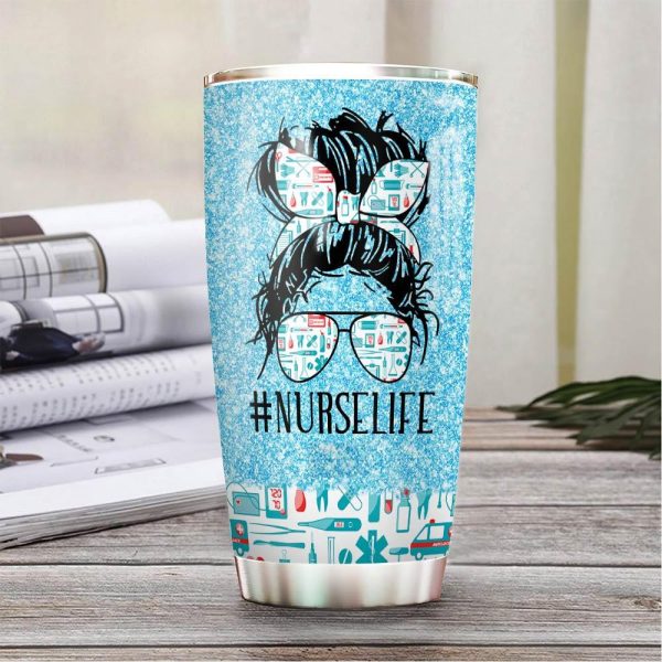 20oz Nurse Tumbler Messy Bun Nurse Life - Image 2