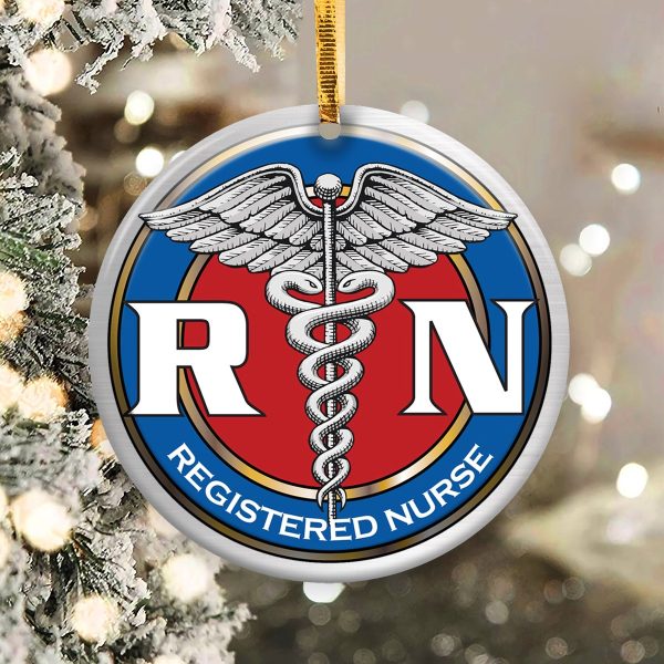 Registered Nurse Circle Ornament Caduceus