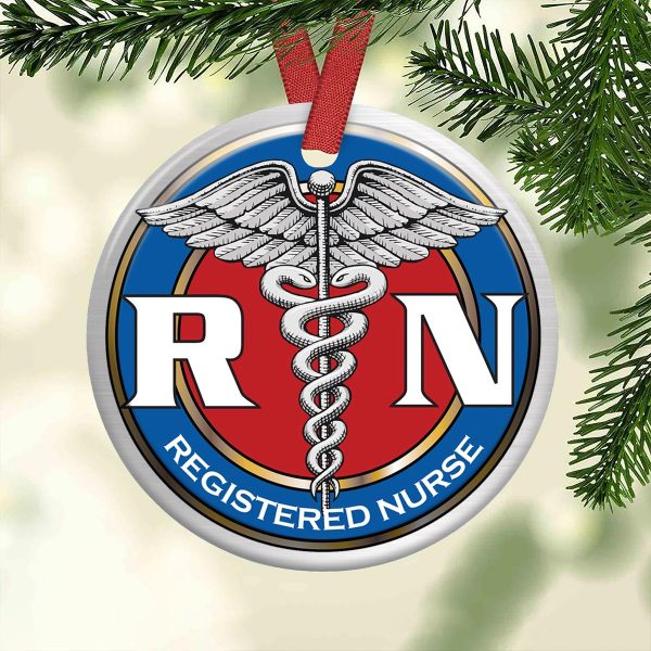 Registered Nurse Circle Ornament Caduceus - Image 2