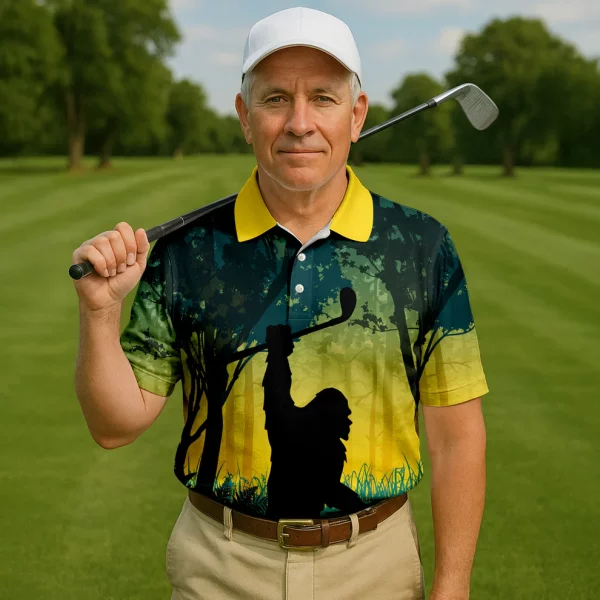 Funny Bigfoot Golf Shirt – Men’s Golf Polo, Casual Golfing Apparel & Gift - Image 7