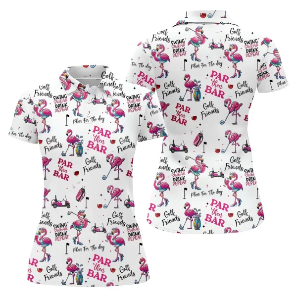 Par Then Bar Flamingo Polo – Funny Women’s Golf Shirt, Custom Ladies Golf Apparel - Image 8