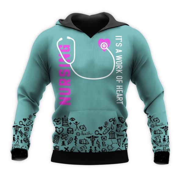 Nurse 3D Hoodie Gift For Nurse Its A Work Of Heart - Image 3