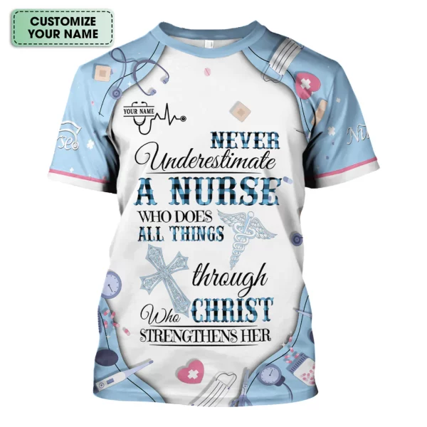 Personalized Nursing Bible Verse Scrub – Faith “All Things Through Christ” Top, Religious Gift for Healthcare Professional - Image 13