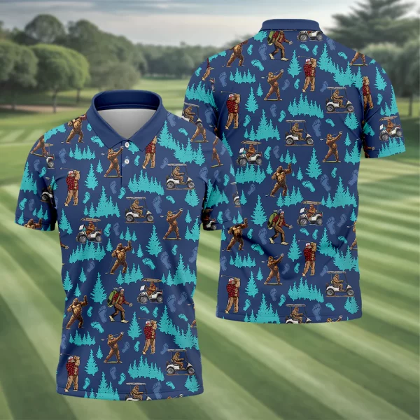 Bigfoot Sasquatch Golf Polo Shirt – Custom Men’s Golf Shirt, Funny Golf Gift Apparel - Image 7