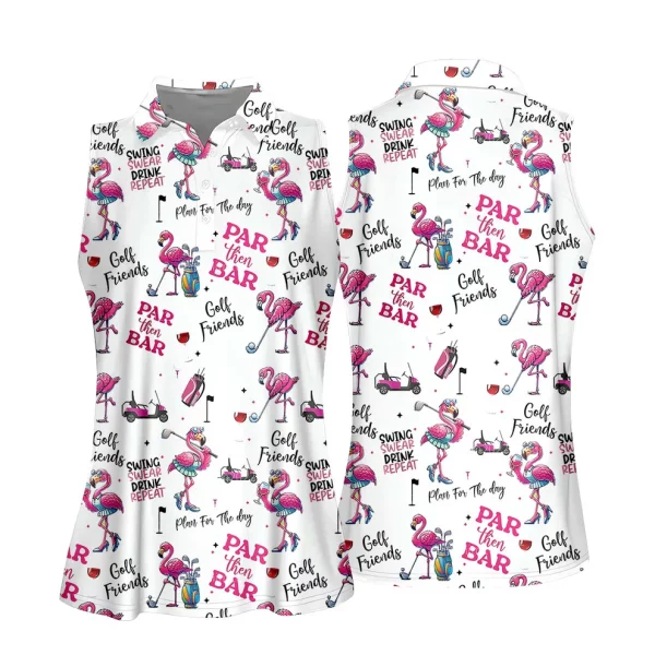 Par Then Bar Flamingo Polo – Funny Women’s Golf Shirt, Custom Ladies Golf Apparel - Image 4