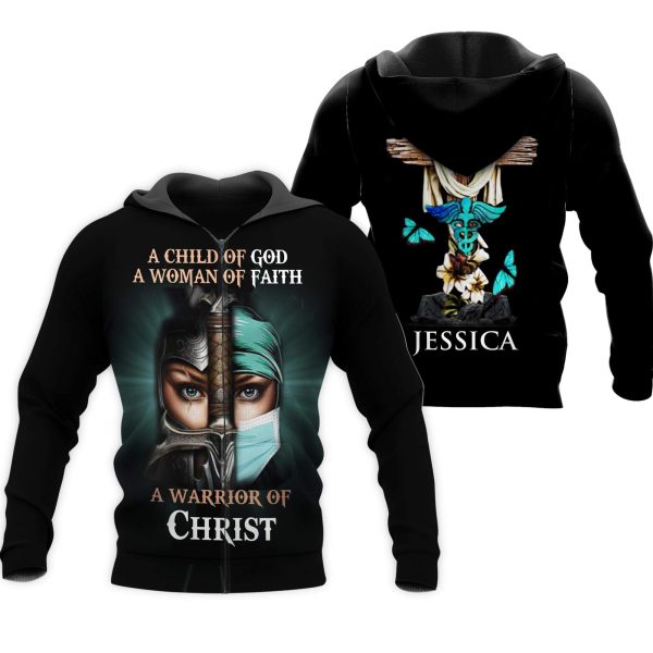 Personalized Nurse 3D Hoodie Child Of God A Woman Of Faith - Image 4