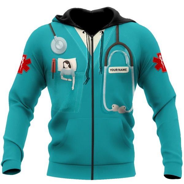 Personalized Nurse 3D Hoodie With Stethoscope - Image 3