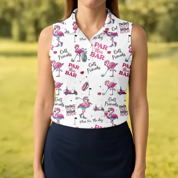 Par Then Bar Flamingo Polo – Funny Women’s Golf Shirt, Custom Ladies Golf Apparel - Image 5
