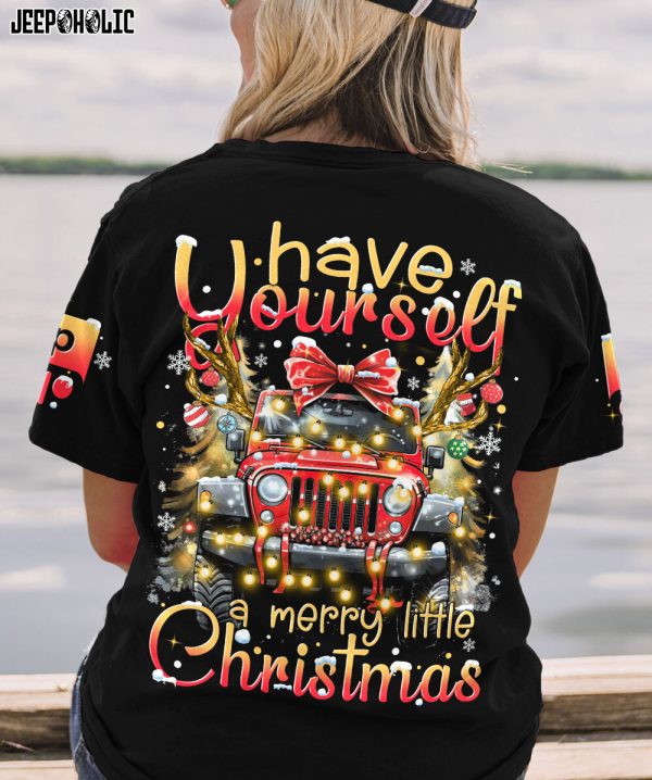 Custom Name Jeep Hoodie Merry Little Xmas - Image 2