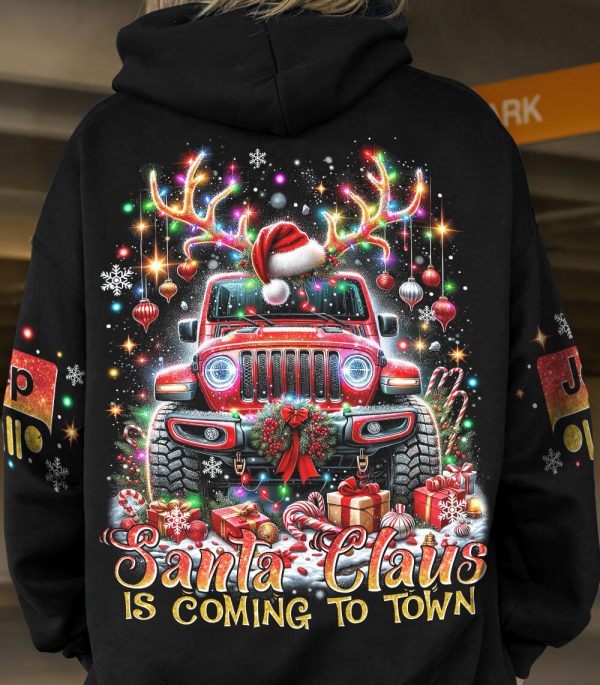 Custom Name Jeep Hoodie Santa Claus Is Coming To Town