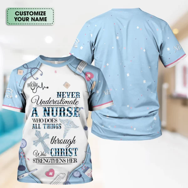 Personalized Nursing Bible Verse Scrub – Faith “All Things Through Christ” Top, Religious Gift for Healthcare Professional - Image 12