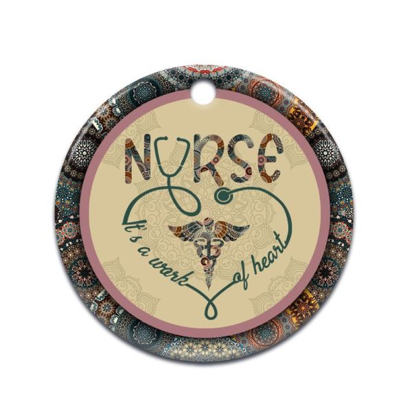 Nurse Ceramic Ornament Its A Work Of Heart Boho Pattern - Image 3