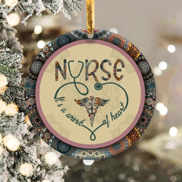 Nurse Ceramic Ornament Its A Work Of Heart Boho Pattern - Image 2