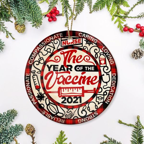 Nurse Ceramic Ornament The Year Of Vaccine 2021 - Image 2