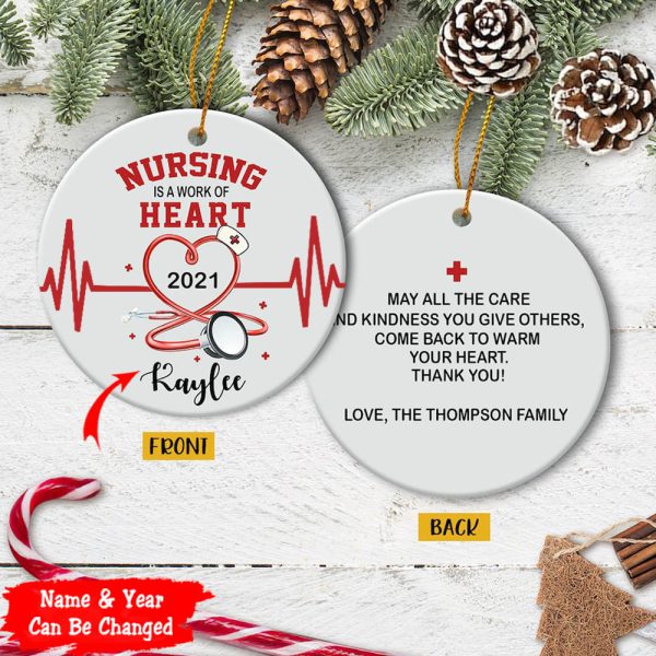 Personalized Nurse Ceramic Ornament Nursing Is A Work Of Heart