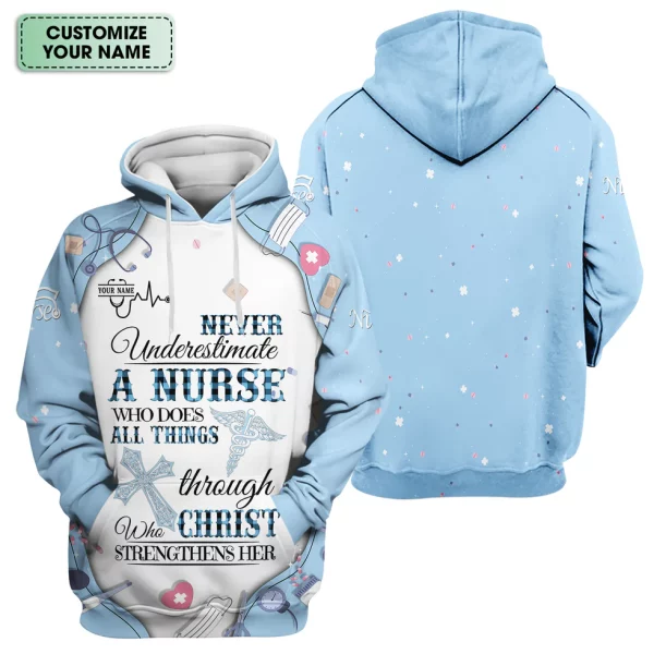 Personalized Nursing Bible Verse Scrub – Faith “All Things Through Christ” Top, Religious Gift for Healthcare Professional - Image 9