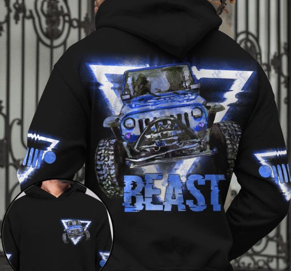 Matching Jeep Couple All Over Print Hoodie Beast & Beauty - Image 3
