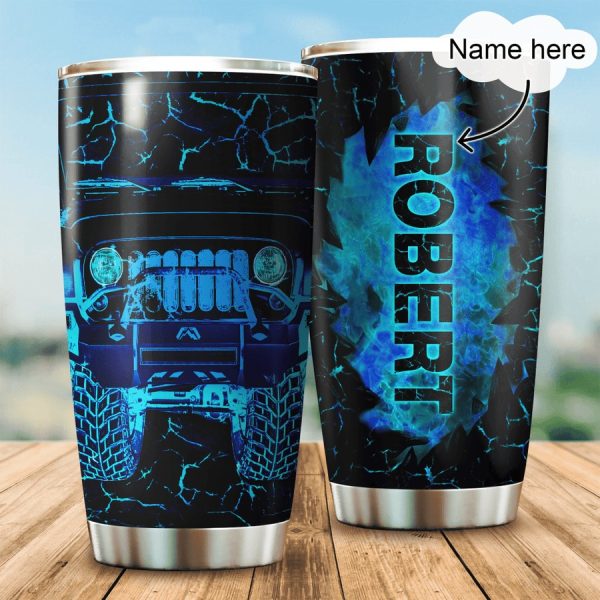 Custom Name Jeep Steel Stainless Tumbler Blue